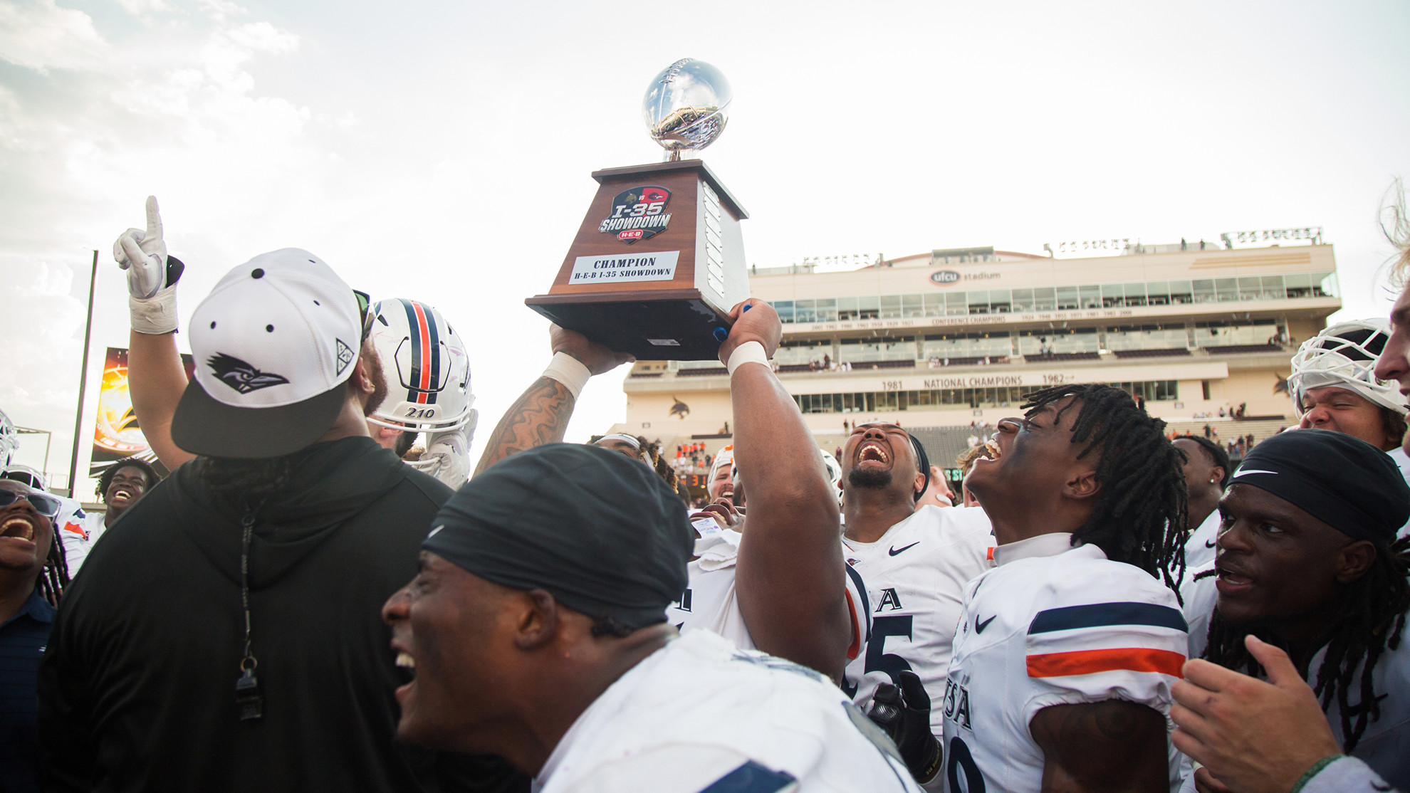 UTSA celebrates a win over Texas State